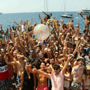 Huge crowd celebrating at Boat Party Malta.