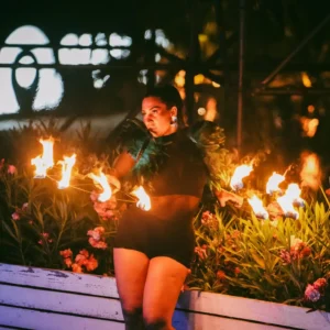 A fire performer captivates the audience at The French Riviera – Edition Marrakech, Gianpula Malta.