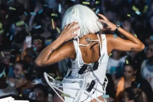 A dancer shines under the club lights at Gianpula Malta’s Main Room.