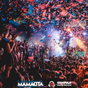 A shower of confetti rains down on an ecstatic crowd at Mamacita Reggaeton, Gianpula Malta.