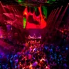 Aerial perspective of a packed audience at Toy Room Malta.
