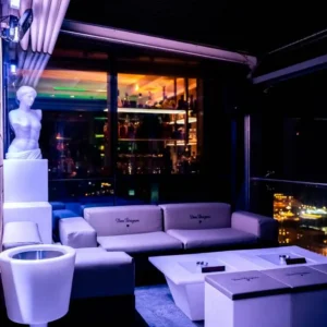 Exclusive VIP area at Twenty Two Malta offering a panoramic view of the vibrant Paceville nightlife district.