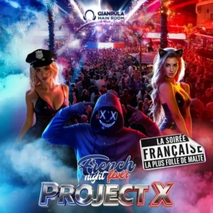 Crazy crowd and LED masks at the French Night Fever Project X party in Gianpula Main Room