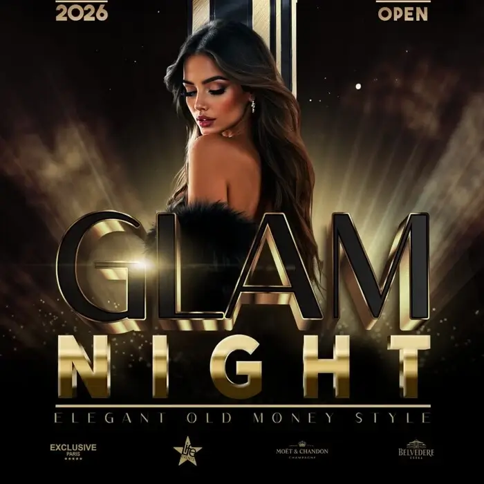 Elegant woman on the Glam Night party poster at Twenty Two Malta