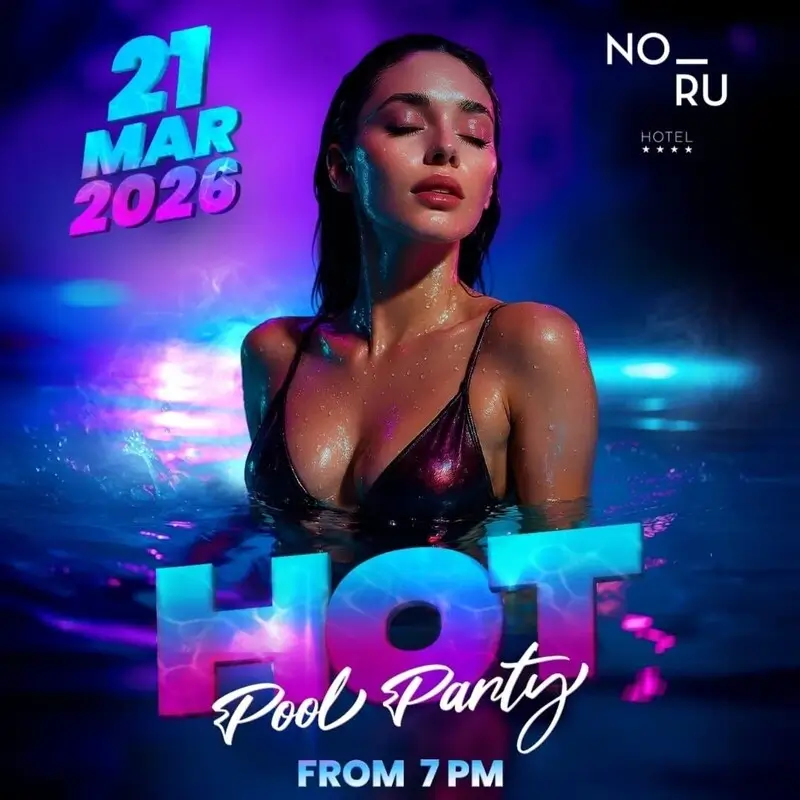 Woman in the heated pool during the HOT Pool Party at Noru Hotel Malta