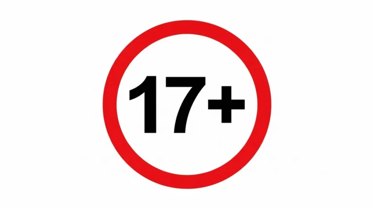 Red circle sign with number 17 plus indicating the legal drinking age of 17 in Malta