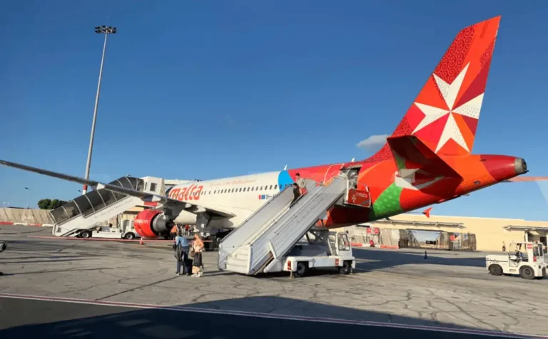 Air Malta plane on the tarmac at Malta International Airport MLA